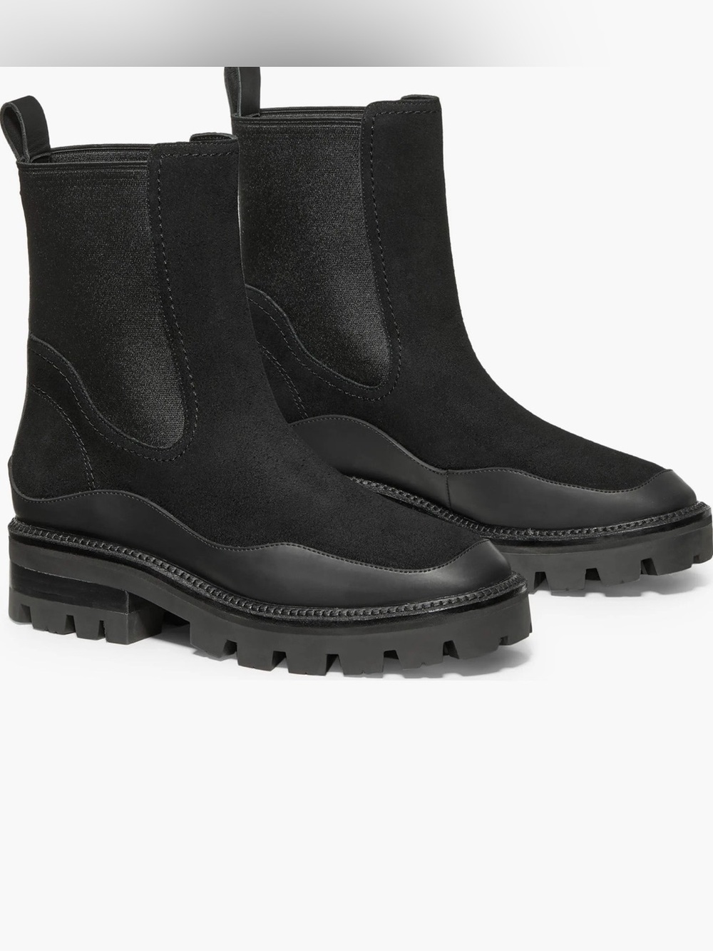 kate spade Black Suede Lug-Sole Chelsea Ankle Boots
